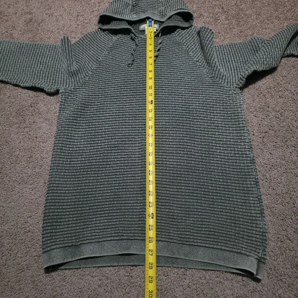 Carbon 2 Cobalt Mens Medium Olive Green Basketweave Textured Cotton Knit Hoodie